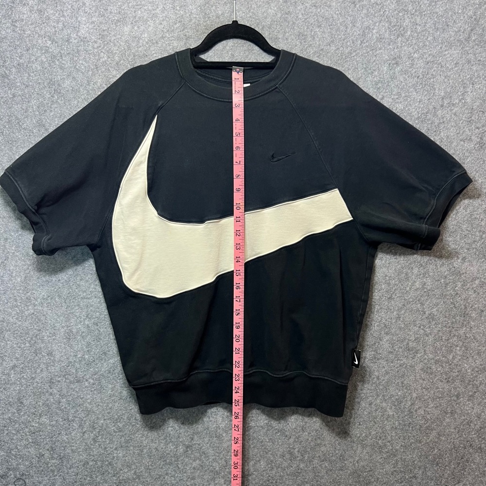 Nike Sportswear Big Swoosh Short-Sleeve Crew Sweatshirt Top Black M - Picture 6 of 9